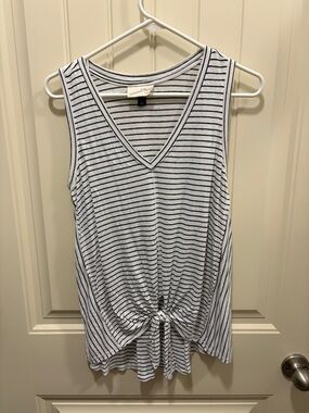 Madewell Black & White Striped Tie-Front V-Neck Tank